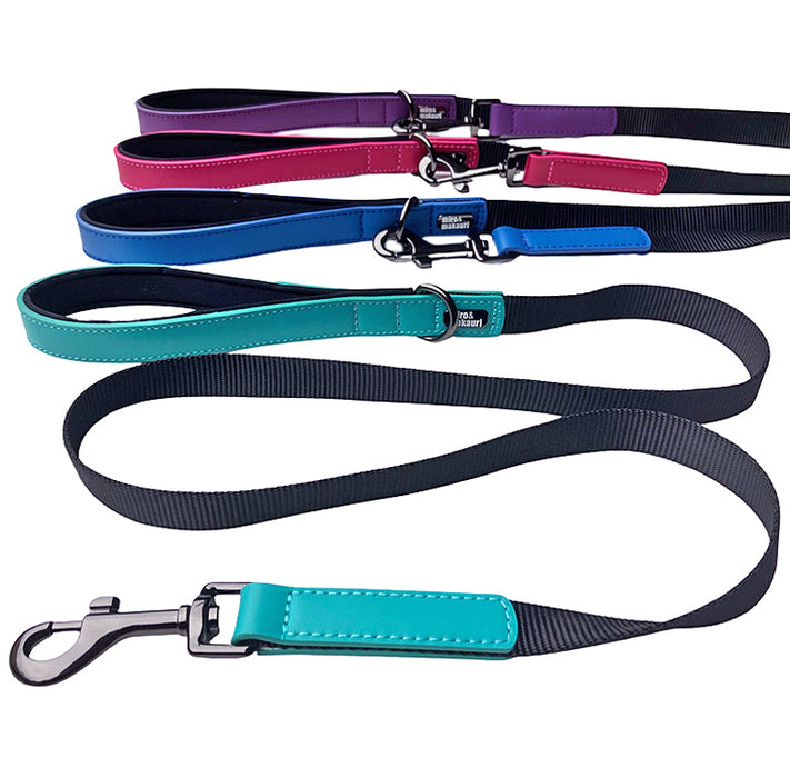 NEW DESIGN. Miro & Makauri 'Milford' Leather/Nylon Leads - 7 Colours