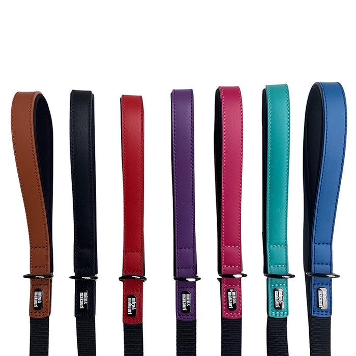 NEW DESIGN. Miro & Makauri 'Milford' Leather/Nylon Leads - 7 Colours