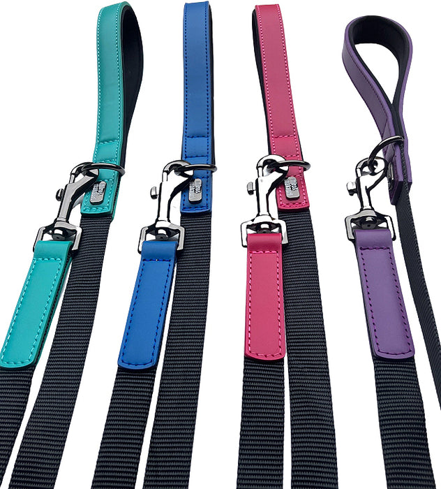 NEW DESIGN. Miro & Makauri 'Milford' Leather/Nylon Leads - 7 Colours
