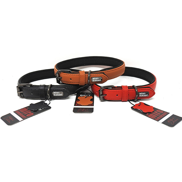 MIro & Makauri Milford Leather Dog Collar Brown, Red, Black