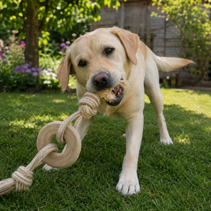 Coffee Wood Dog Chew - Pully Ring Toy