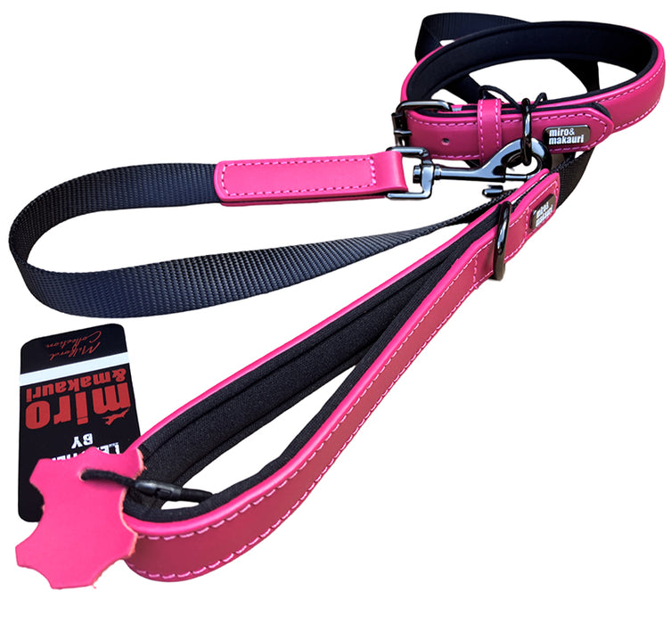 NEW DESIGN. Miro & Makauri 'Milford' Leather/Nylon Leads - 7 Colours