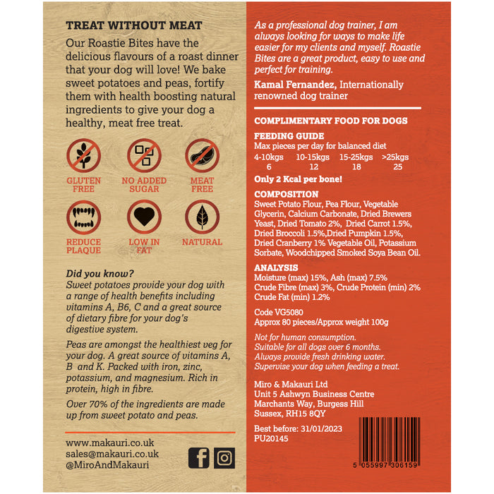 information from back of Roastie Bites packaging