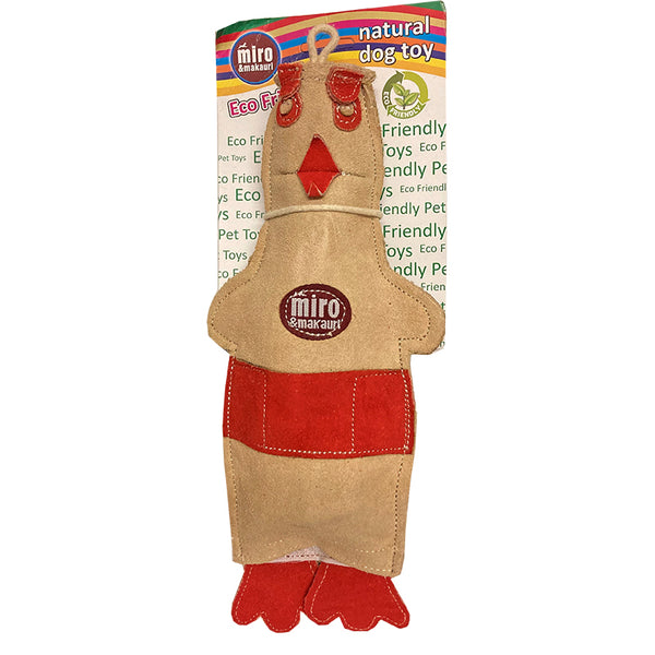 Eco Friendly dog toy from Miro & Makauri. This is Chadley the Chicken.