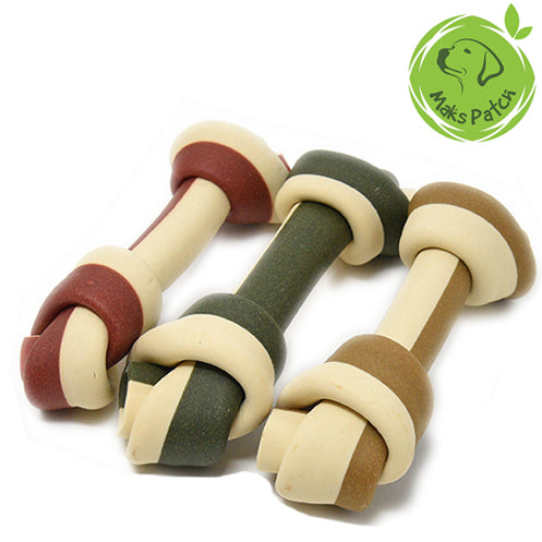 Maks Patch Veggie Knotted Bones - Mixed Flavours Dog Treats. 2 sizes
