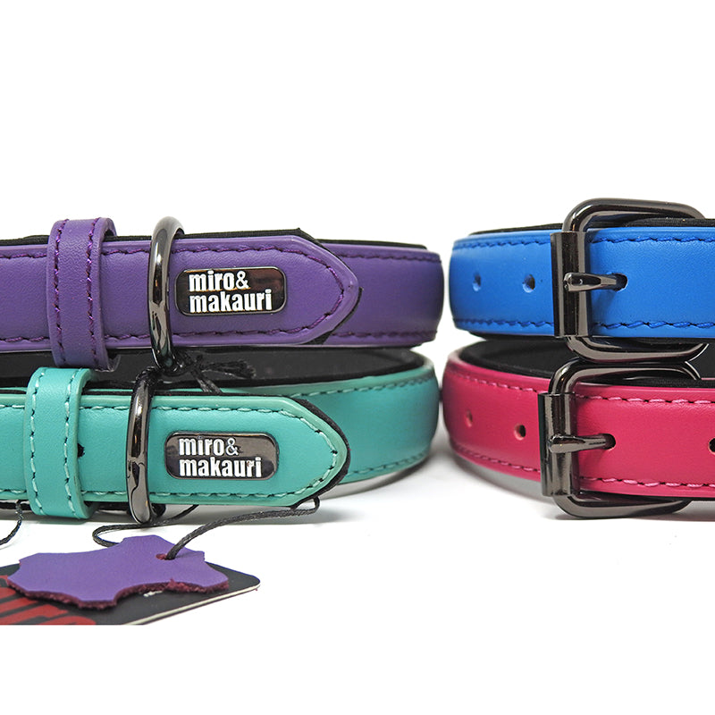 Milford Leather Collars - Pink, Purple, Blue, Turquoise, Yellow - Miro&Makauri